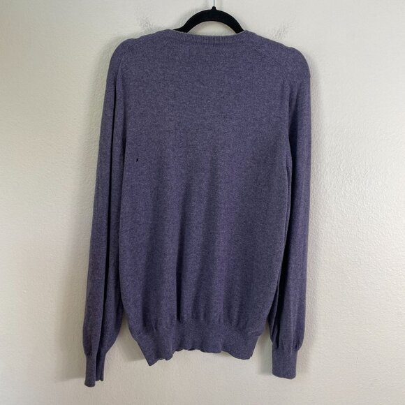 BRUNELLO CUCINELLI Mens 54 Purple V Neck 100% Cashmere Sweater *FLAW* - Picture 7 of 11